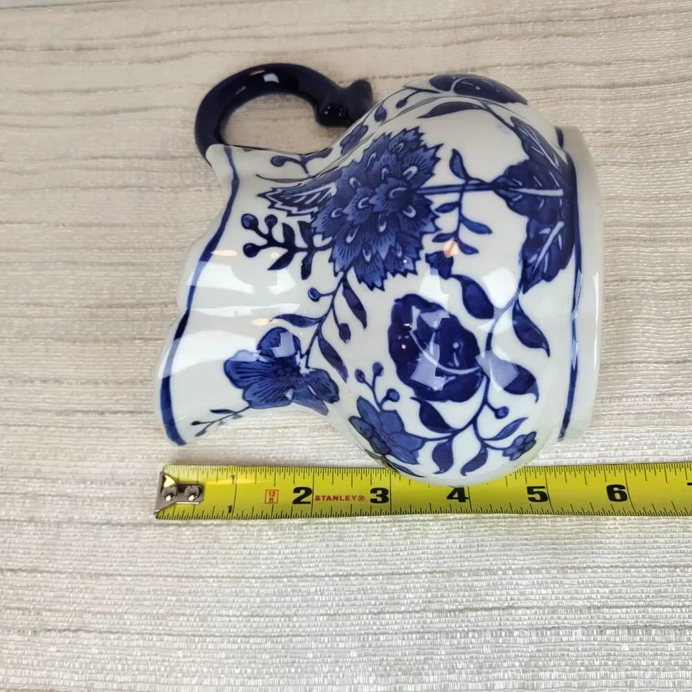 Porcelain Cobalt Blue White Wall Pocket Pitcher Vase Formalities by Baum Bros